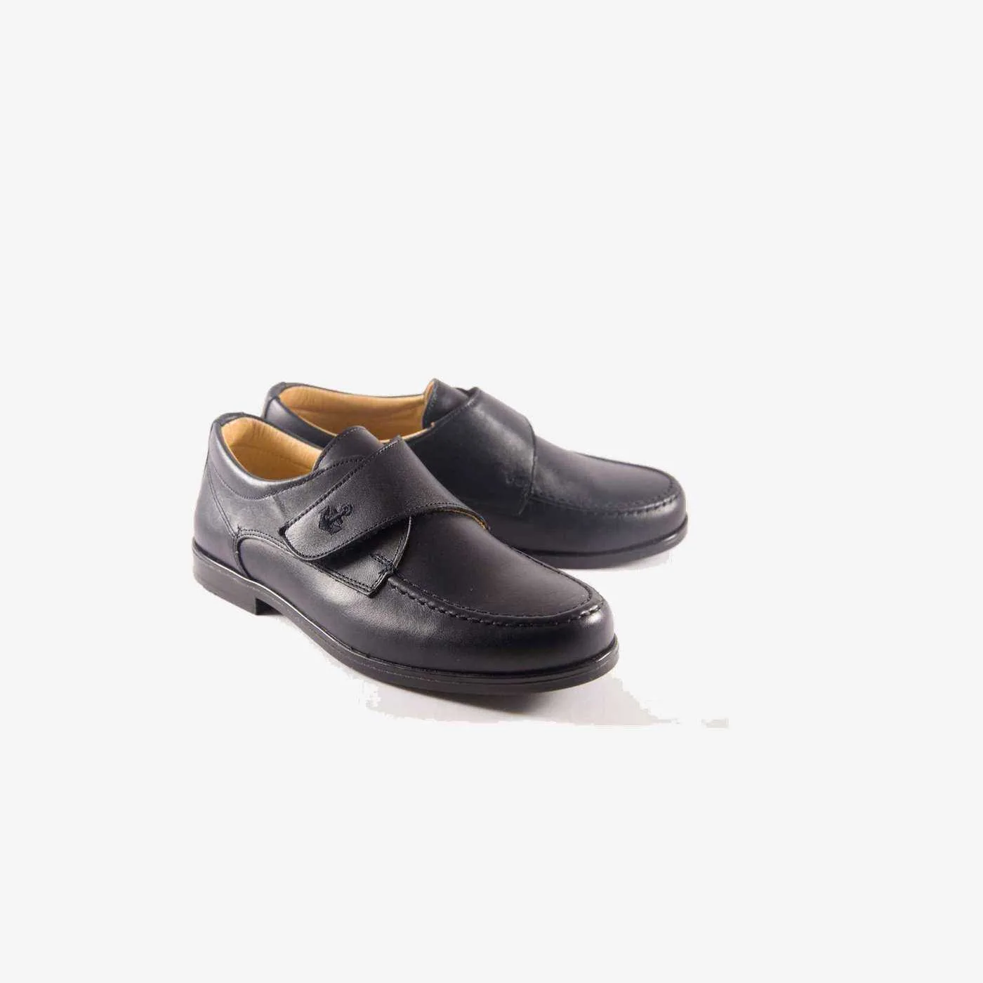 Zapato de ceremonia/Comunion de piel en azul con velcro.
