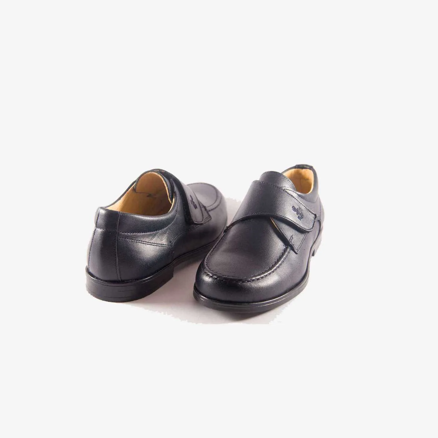 Zapato de ceremonia/Comunion de piel en azul con velcro.