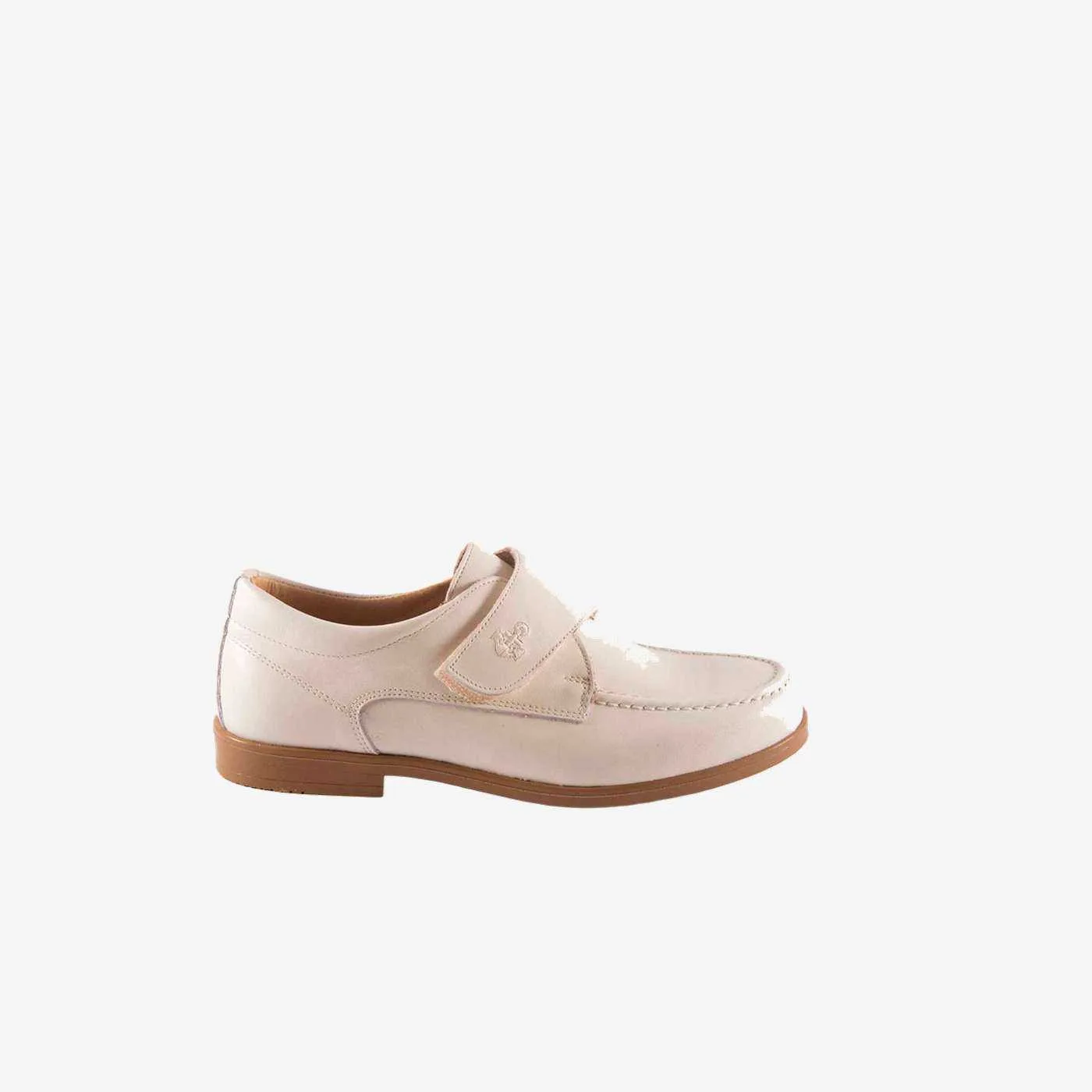 Zapato ceremonia/comunion de piel en Beige con velcro.