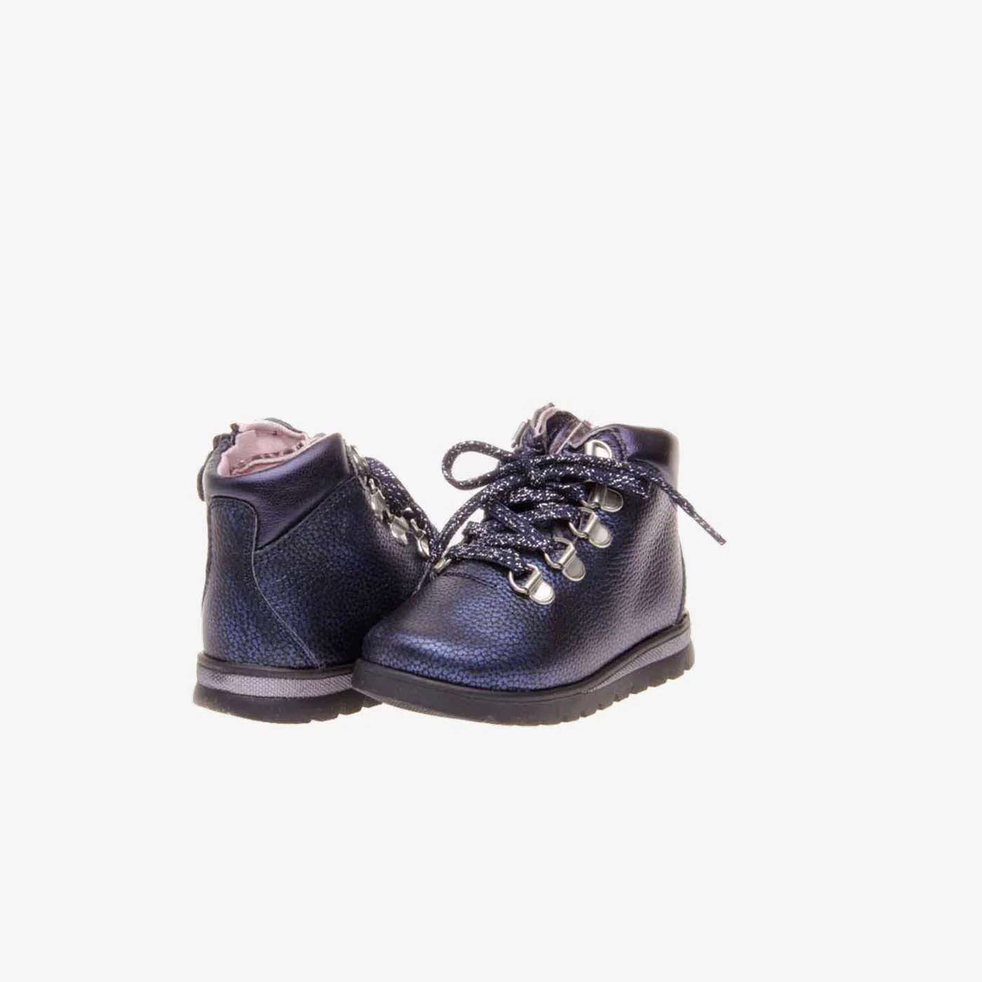 Bota de niña pablosky en azul con cordon y cremallera.
