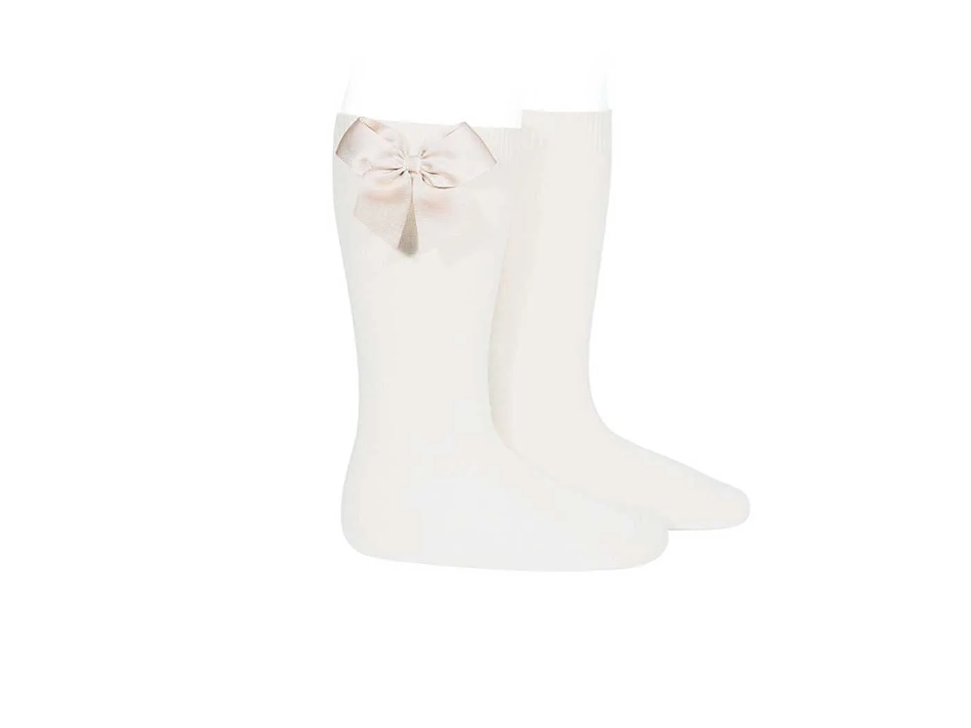 Calcetines Beige con Lazo para Niña | Neutros y elegantes