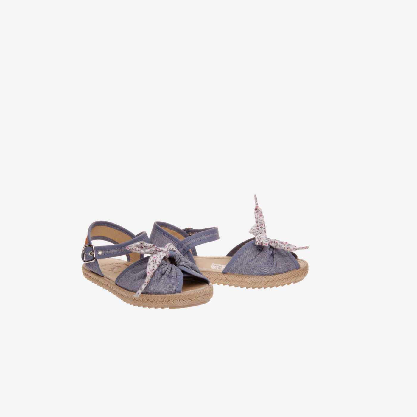 Sandalias de yute para niñas en testil con hebilla