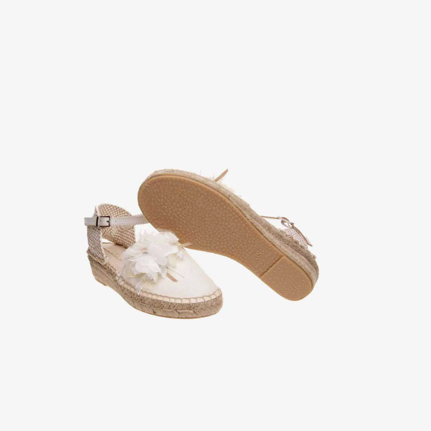 Esparteña de niña en Beige con hebilla