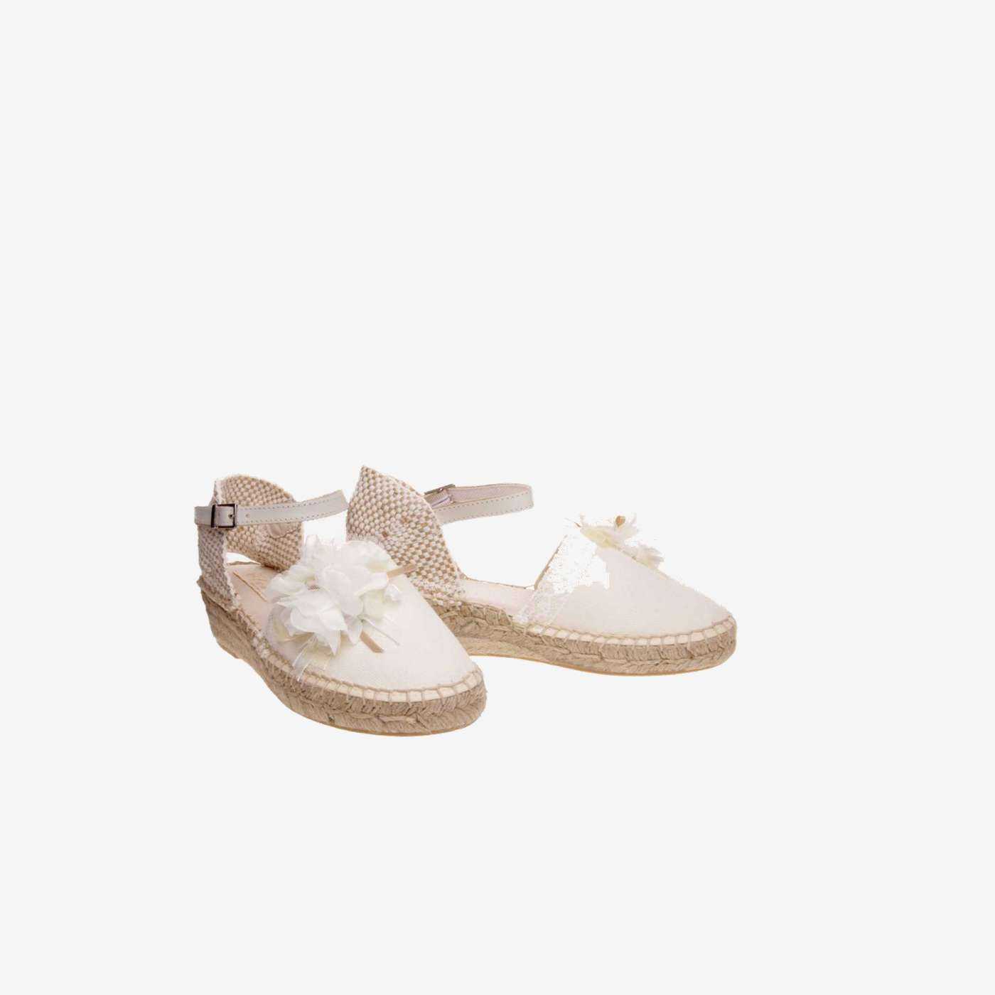 Esparteña de niña en Beige con hebilla
