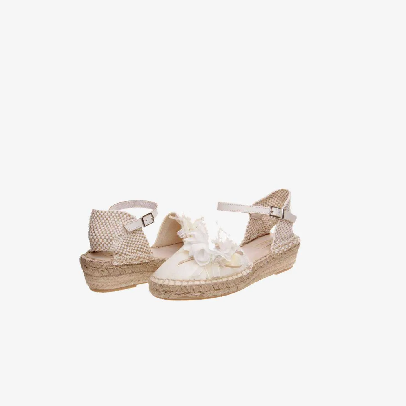 Esparteña de niña en Beige con hebilla