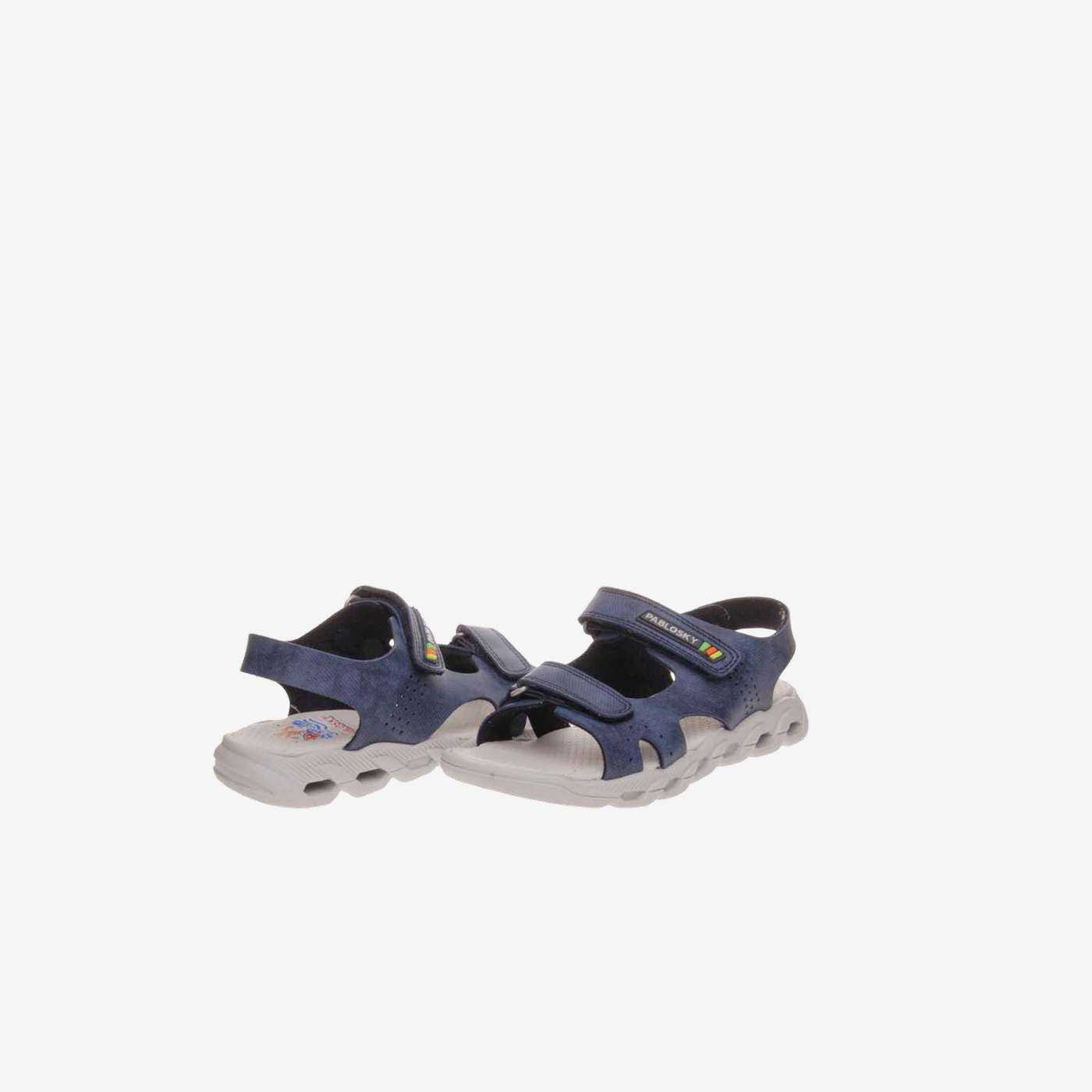 Sandalia de niñoa con doble velcro de pablosky en color azul - Sujecion y buena apartura.
