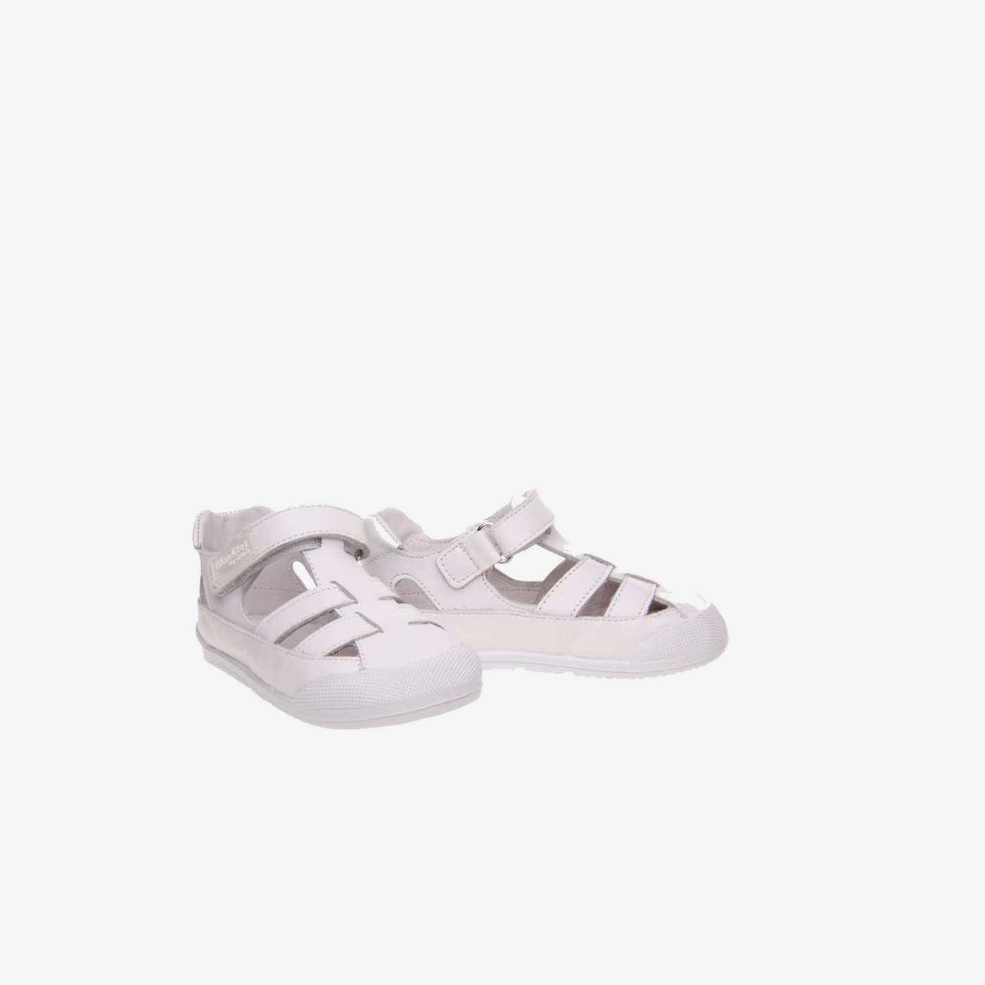 Sandalias respetuosa para los primeros pasos de blanditos en blanca