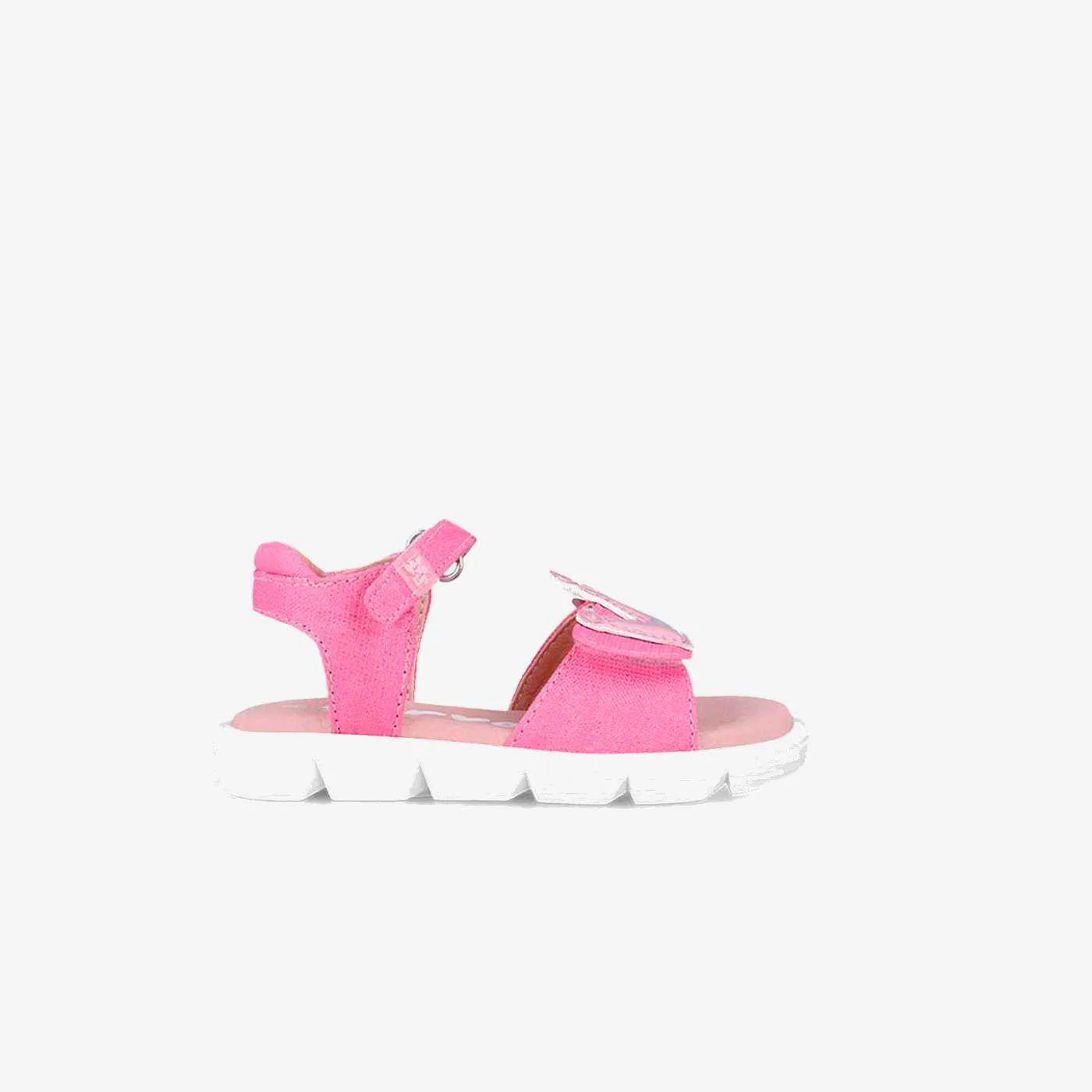 Sandalia de niña de Garvalin fucsia con doble velcro.