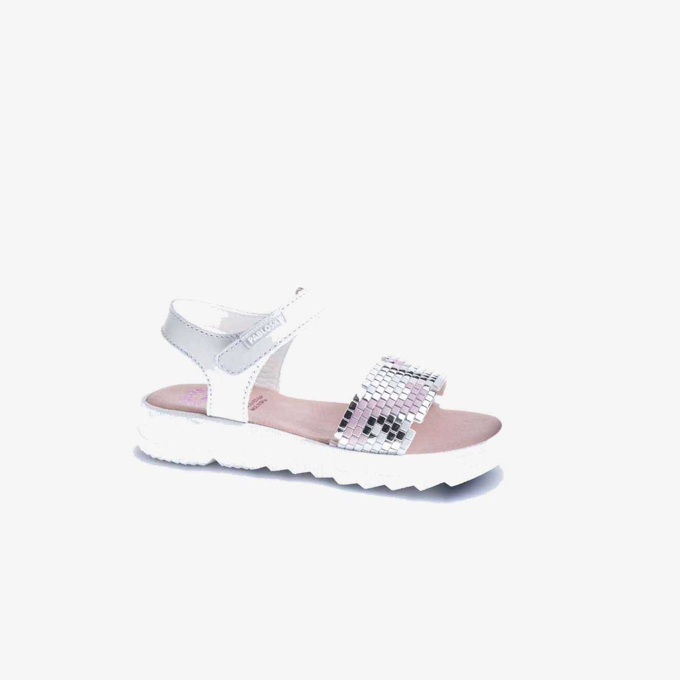 Sandalia Pablosky niña suela gruesa con velcro y tira metalizada estilo minecraft