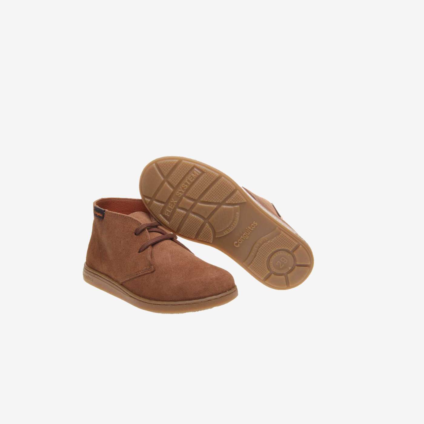 Bota niño Conguitos en serraje camel con cordon.