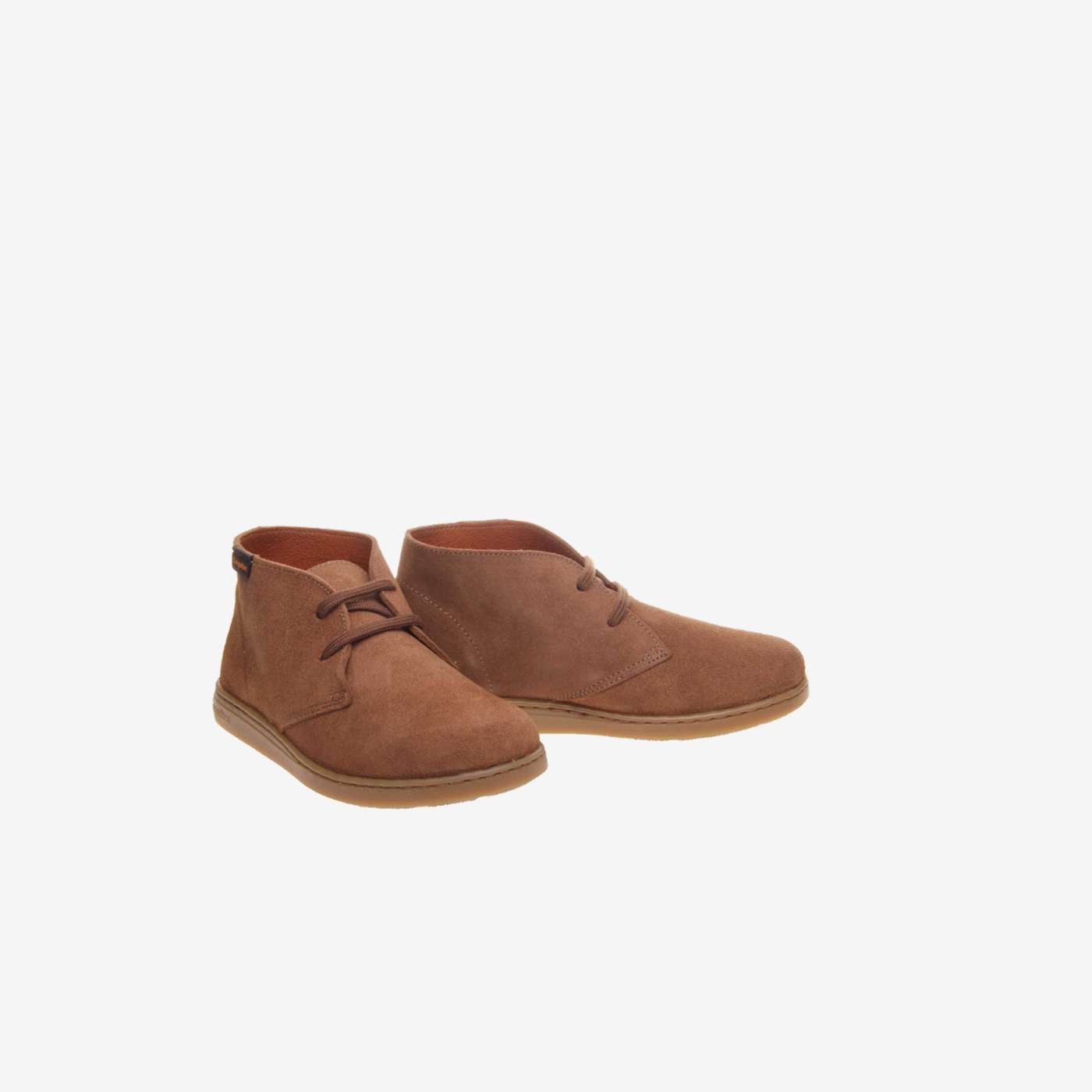 Bota niño Conguitos en serraje camel con cordon.