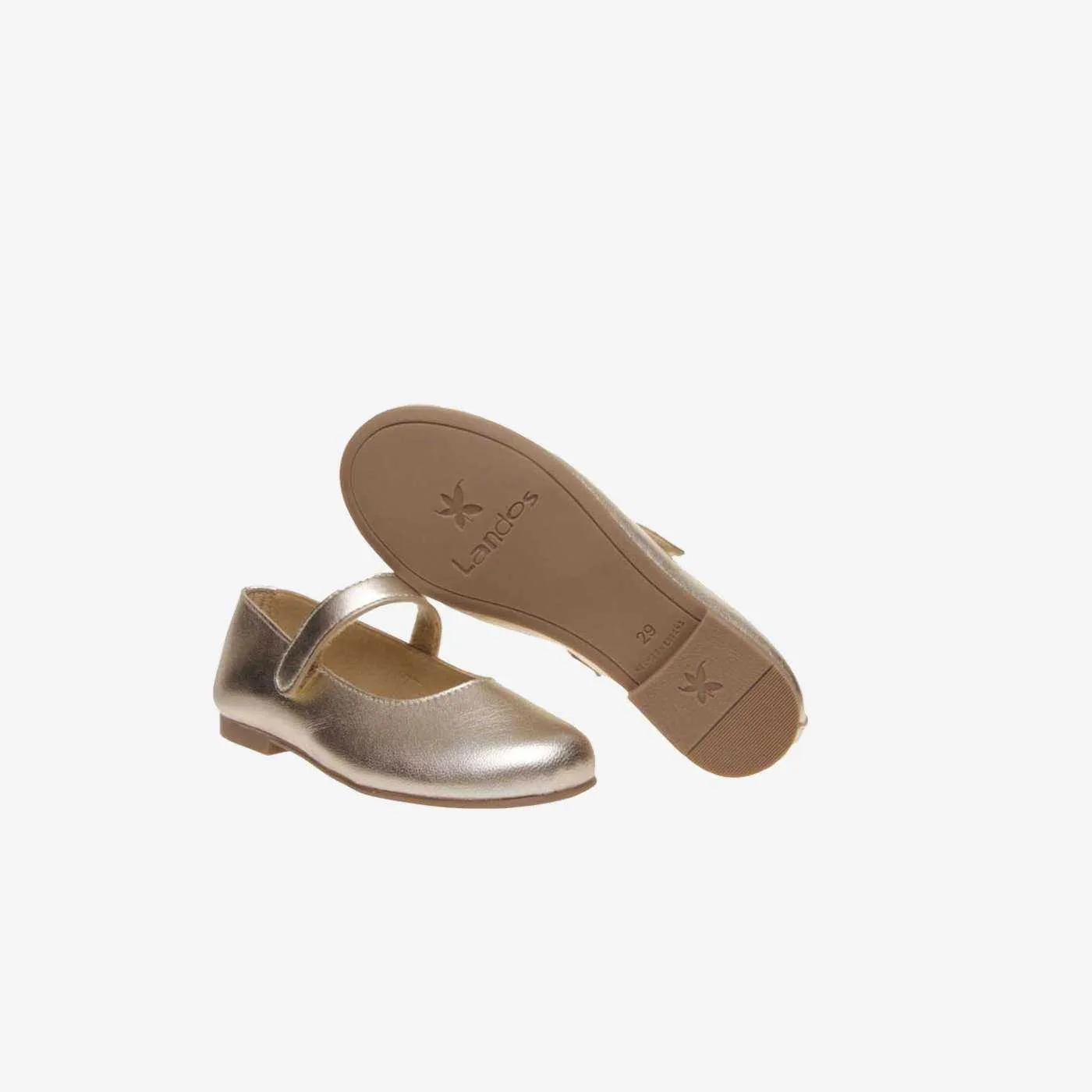 Mercedes de vestir en dorado con velcro para niñas.