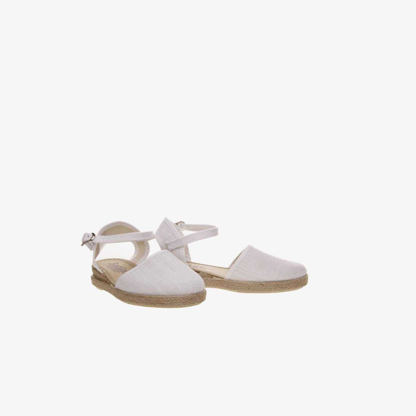 Esparteña de lona para niña con hebilla en color blanco de Batila