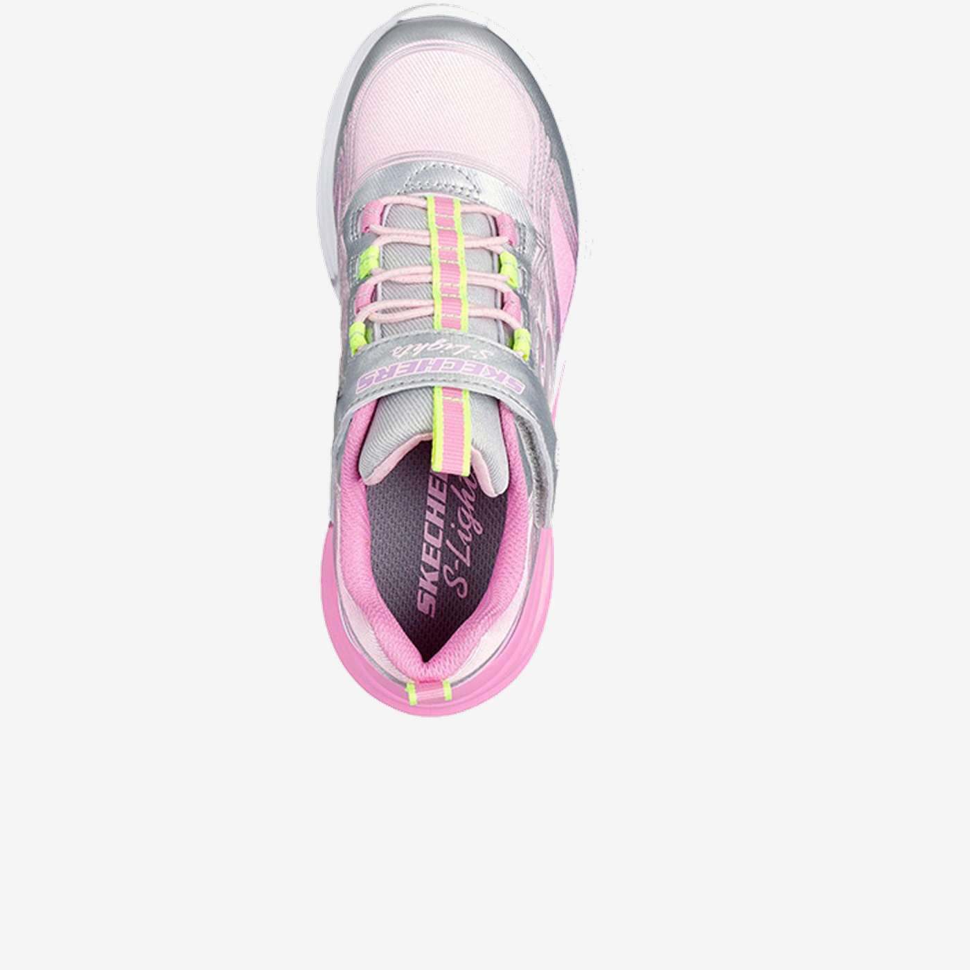 Skechers niña deportivas con luces | Rosa metalizado y velcro