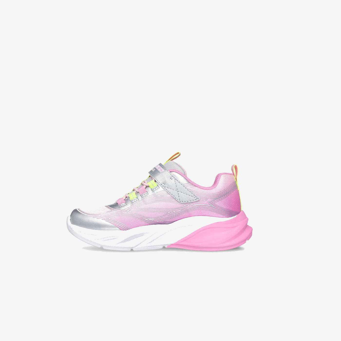 Skechers niña deportivas con luces | Rosa metalizado y velcro