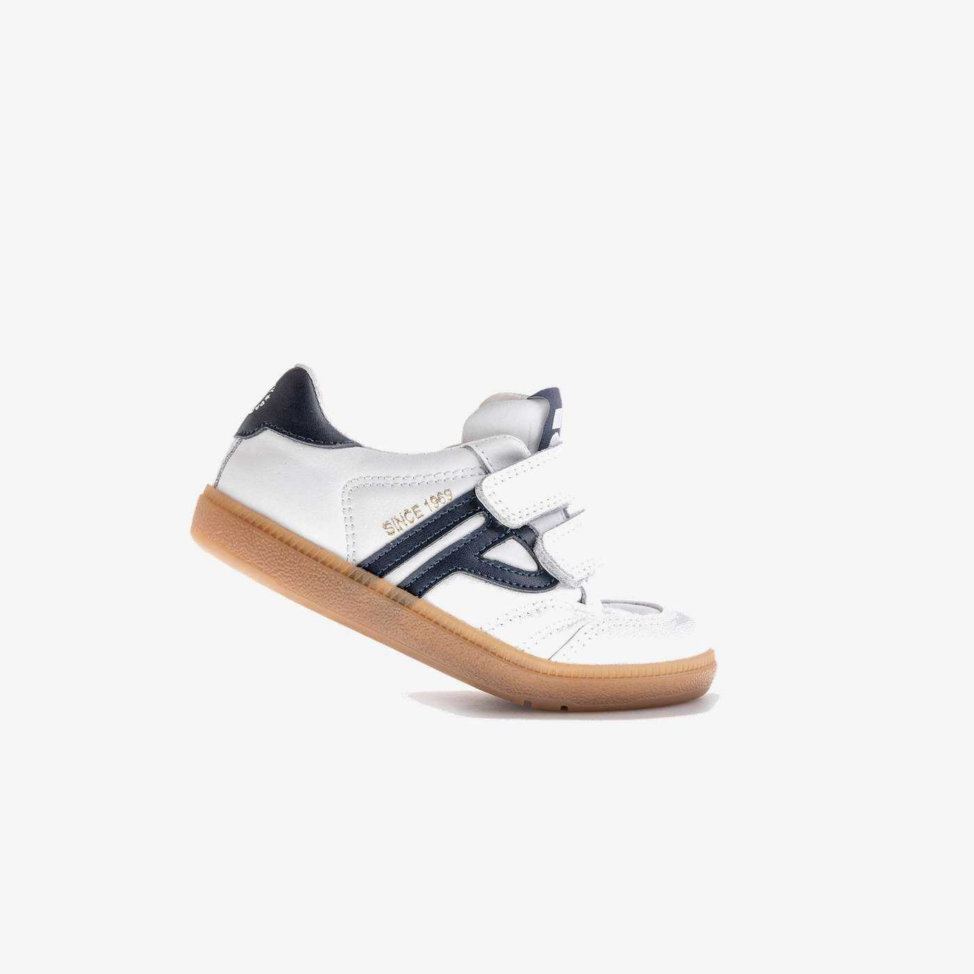 Zapatillas deportivas blancas barefoot Pablosky niño y niña con velcro