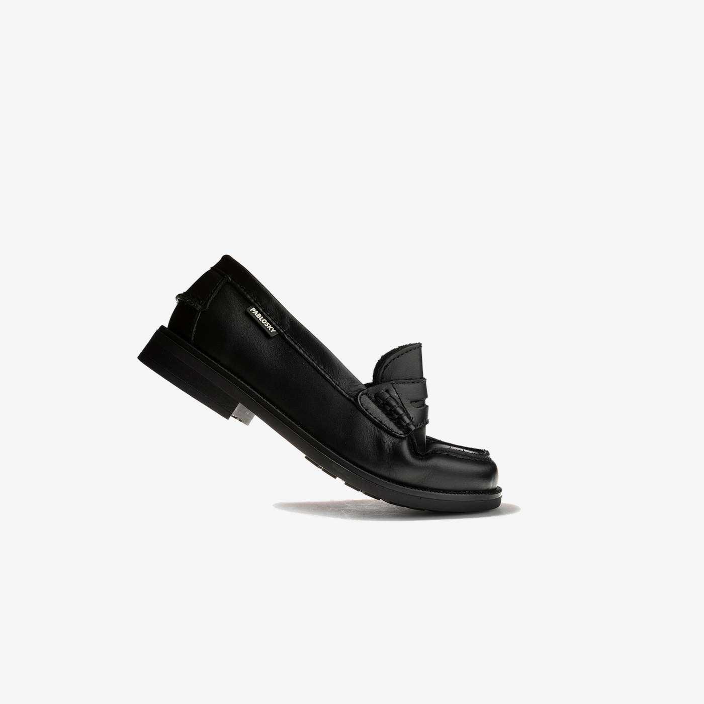 Zapato colegial Pablosky mocasín unisex negro de piel