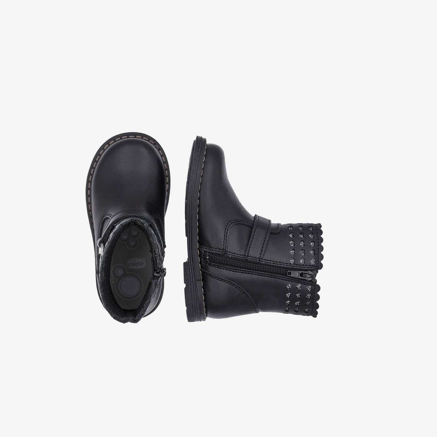 Bota niña Chicco negra | Cremallera y tachuelas
