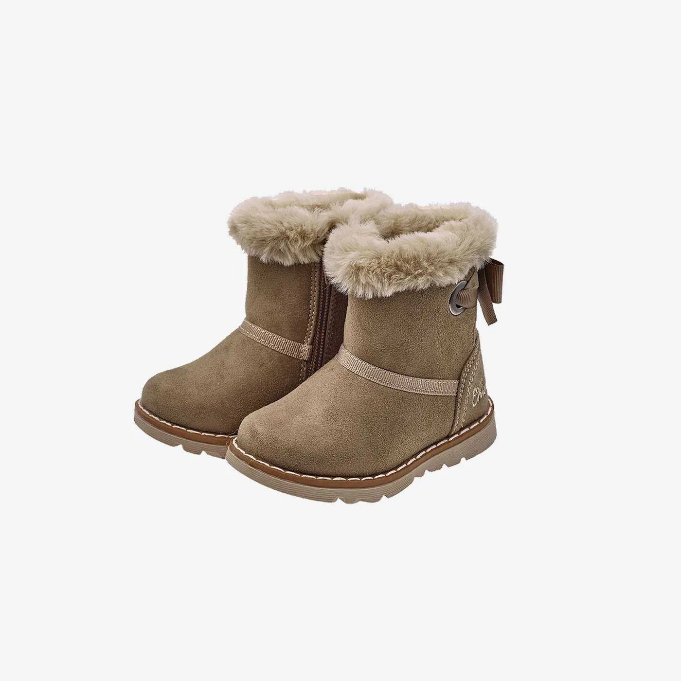 Bota niña Chicco beige con pelo y lazo | Cálida, cómoda y fácil de poner