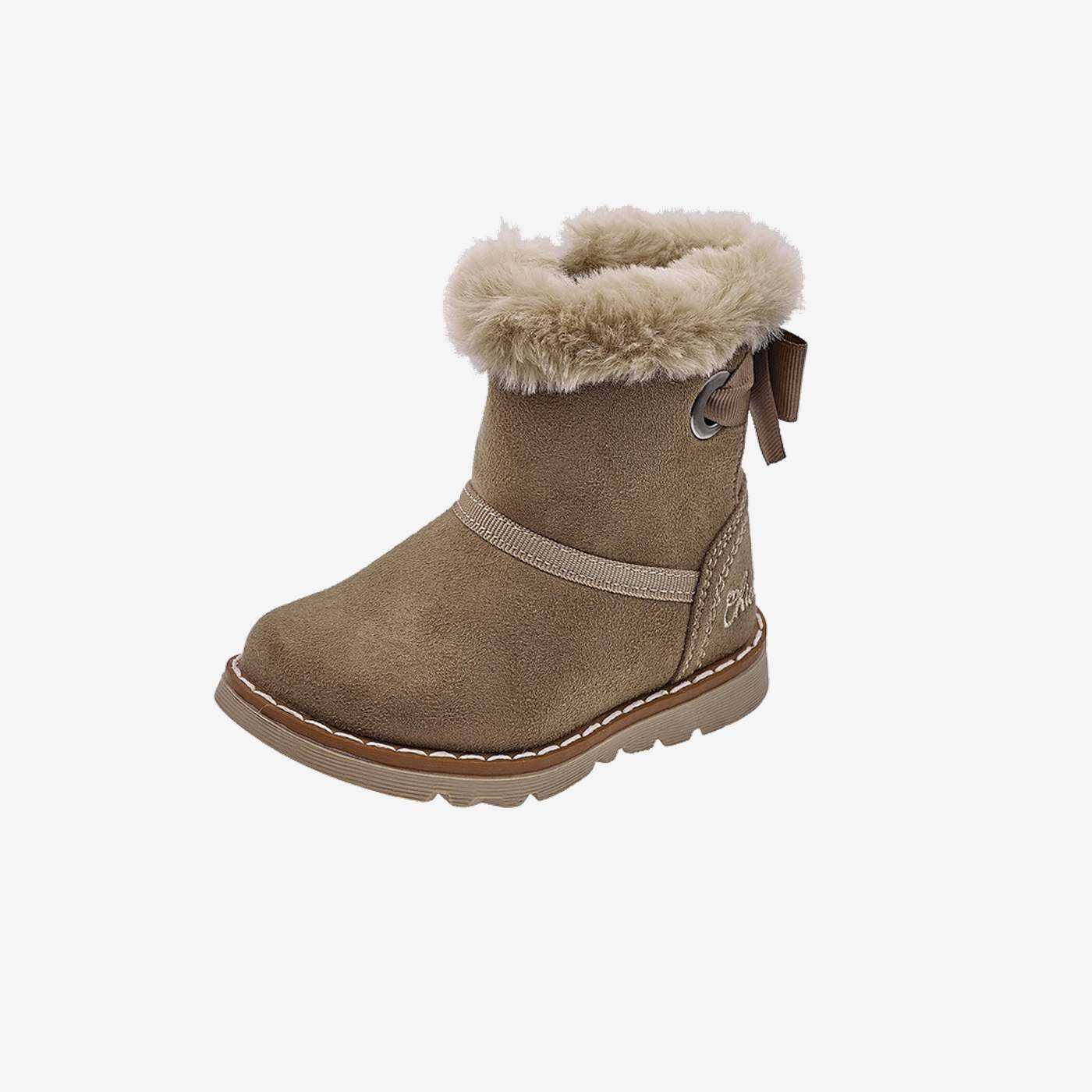 Bota niña Chicco beige con pelo y lazo | Cálida, cómoda y fácil de poner