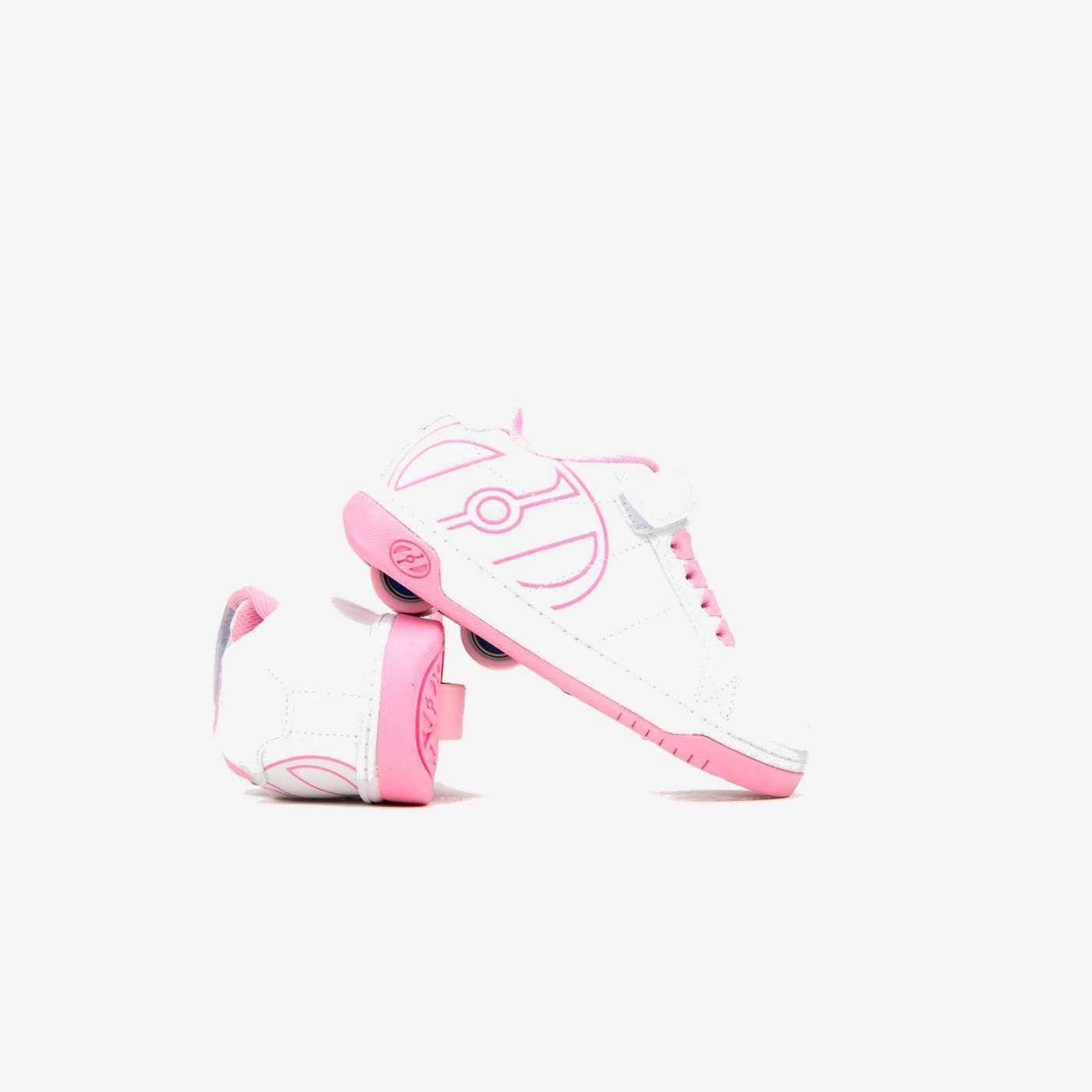 Heelys blancas y rosas con ruedas desmontables y cierre mixto. Comodidad, confianza y diversión para cada paso de tu pequeña.