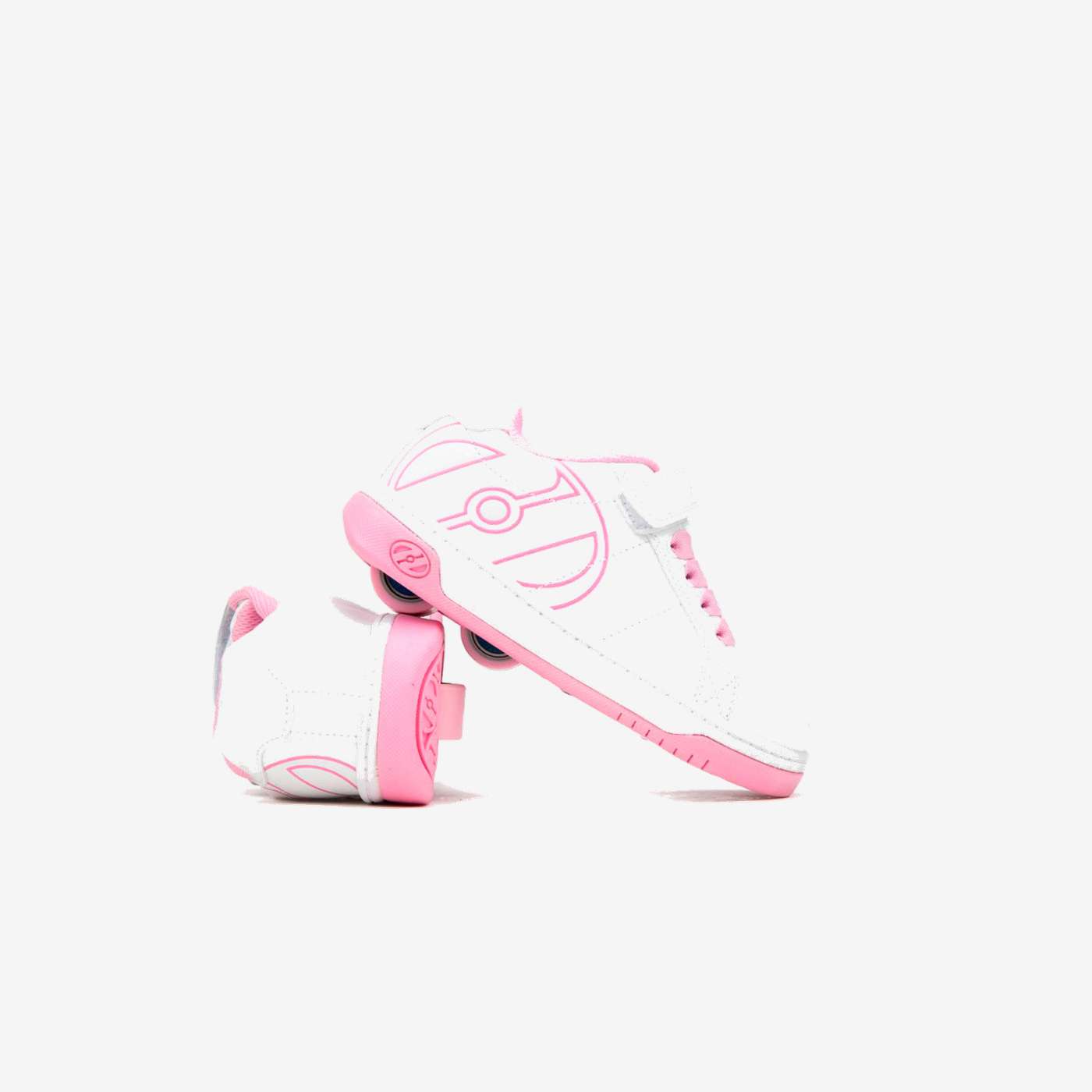 Heelys blancas y rosas con ruedas desmontables y cierre mixto. Comodidad, confianza y diversión para cada paso de tu pequeña.