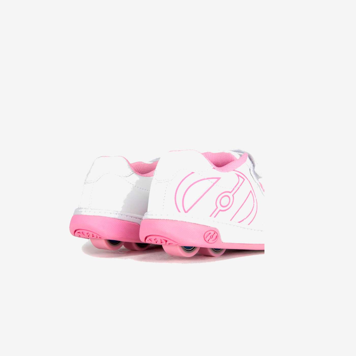 Heelys blancas y rosas con ruedas desmontables y cierre mixto. Comodidad, confianza y diversión para cada paso de tu pequeña.