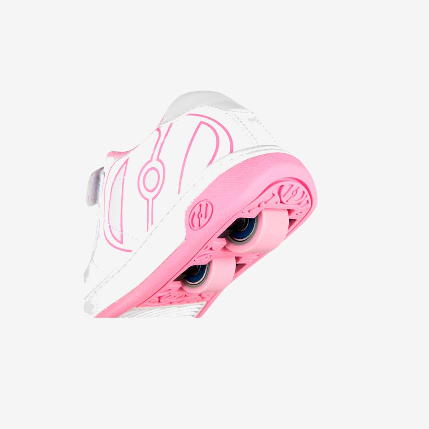 Heelys blancas y rosas con ruedas desmontables y cierre mixto. Comodidad, confianza y diversión para cada paso de tu pequeña.
