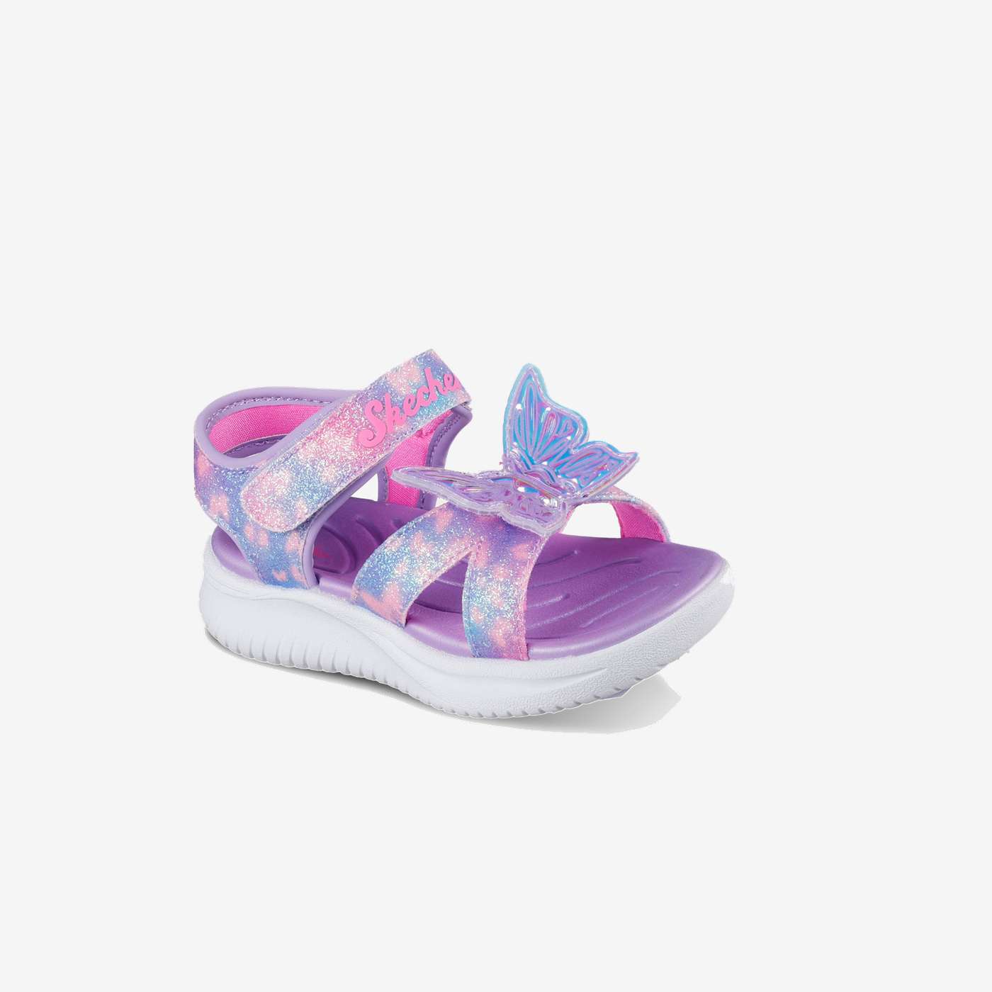 Sandalias de luces Skechers de niña en color morado con rosa – Brillo, Comodidad y Diversión en Cada Paso