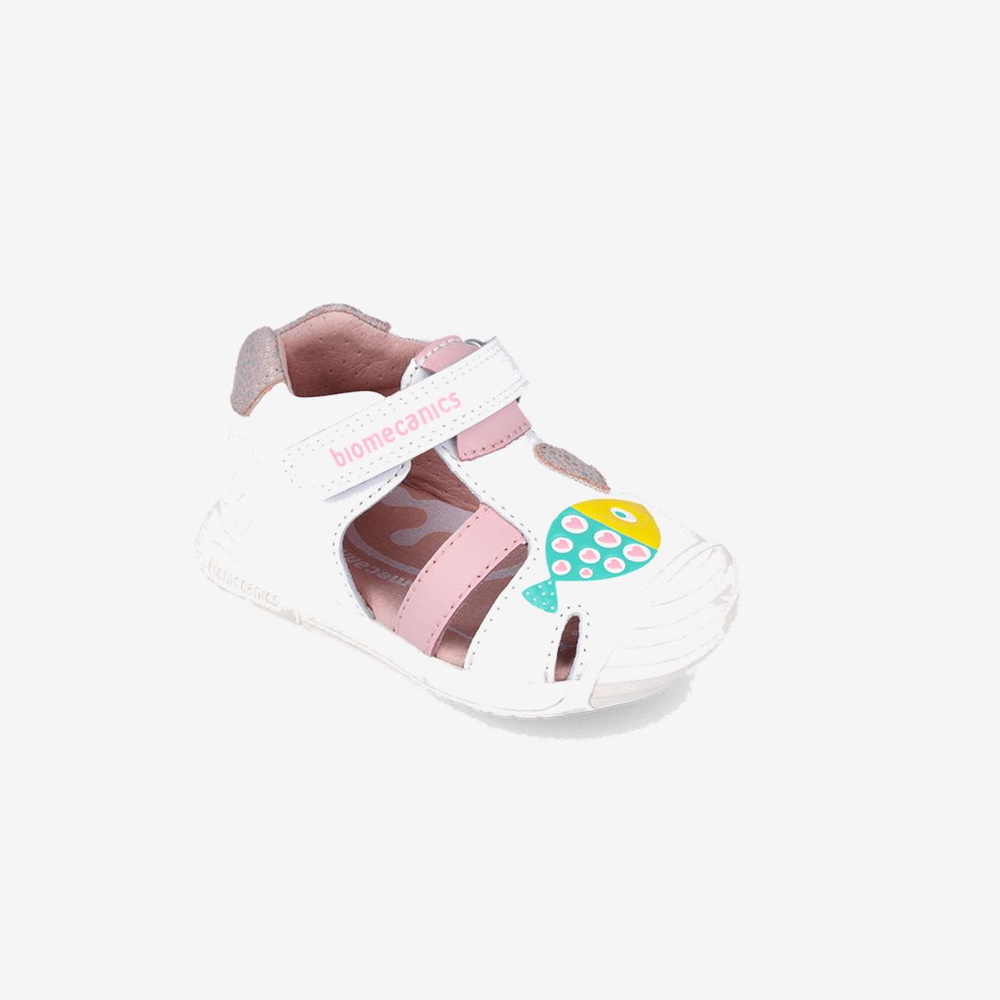 Sandalias Biomecanics para Primeros Pasos en color blanco con velcro