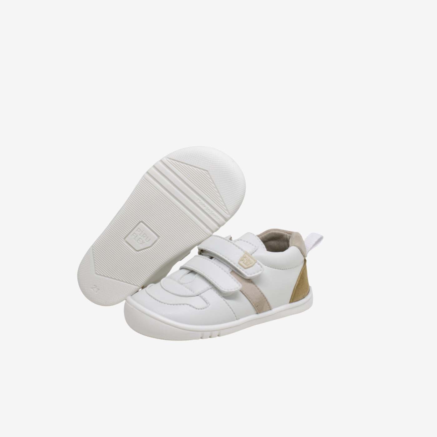 Deportivos respetuoso de primeros pasos en blanco con tonos beige de la marca Piruflex