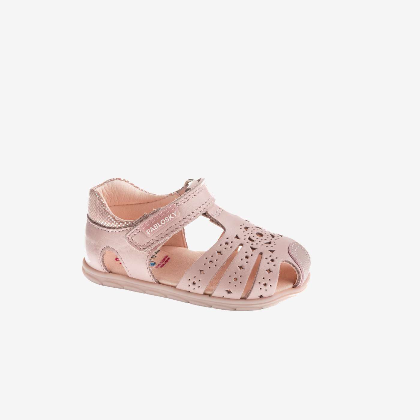 Sandalia respetusoa de niña en color rosa con puntera reforzada de pablosky