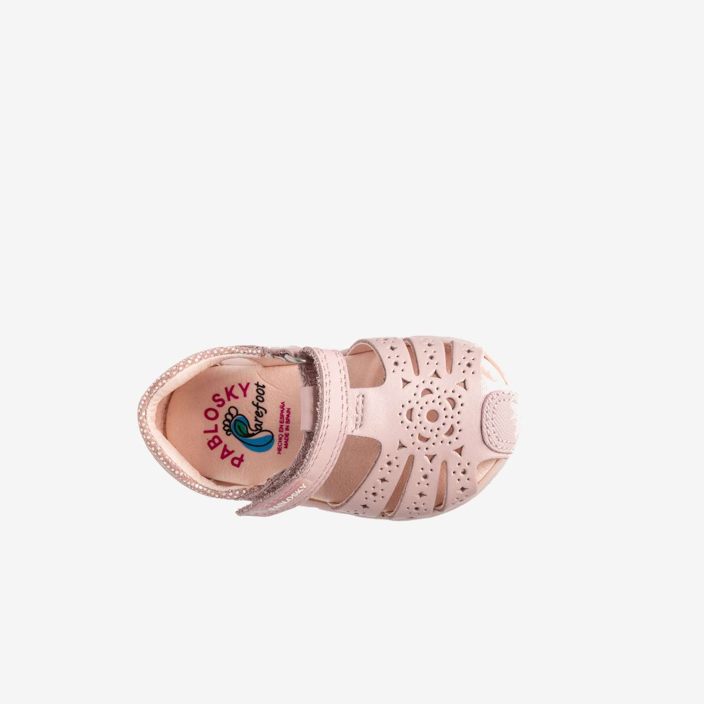 Sandalia respetusoa de niña en color rosa con puntera reforzada de pablosky