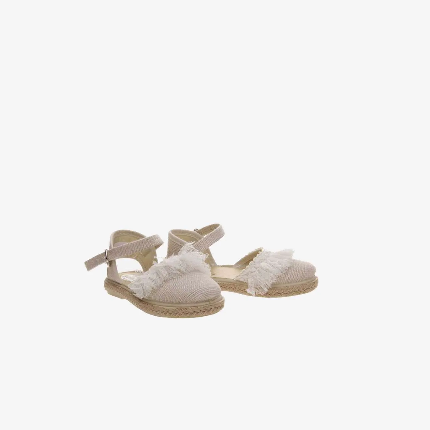 Alpargata de tul beige lino