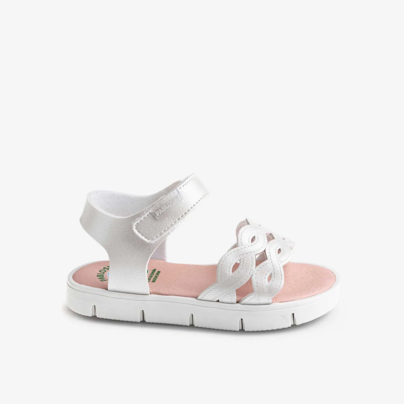 Sandalia de niña en color blanco nacarado de la marca Pablosky
