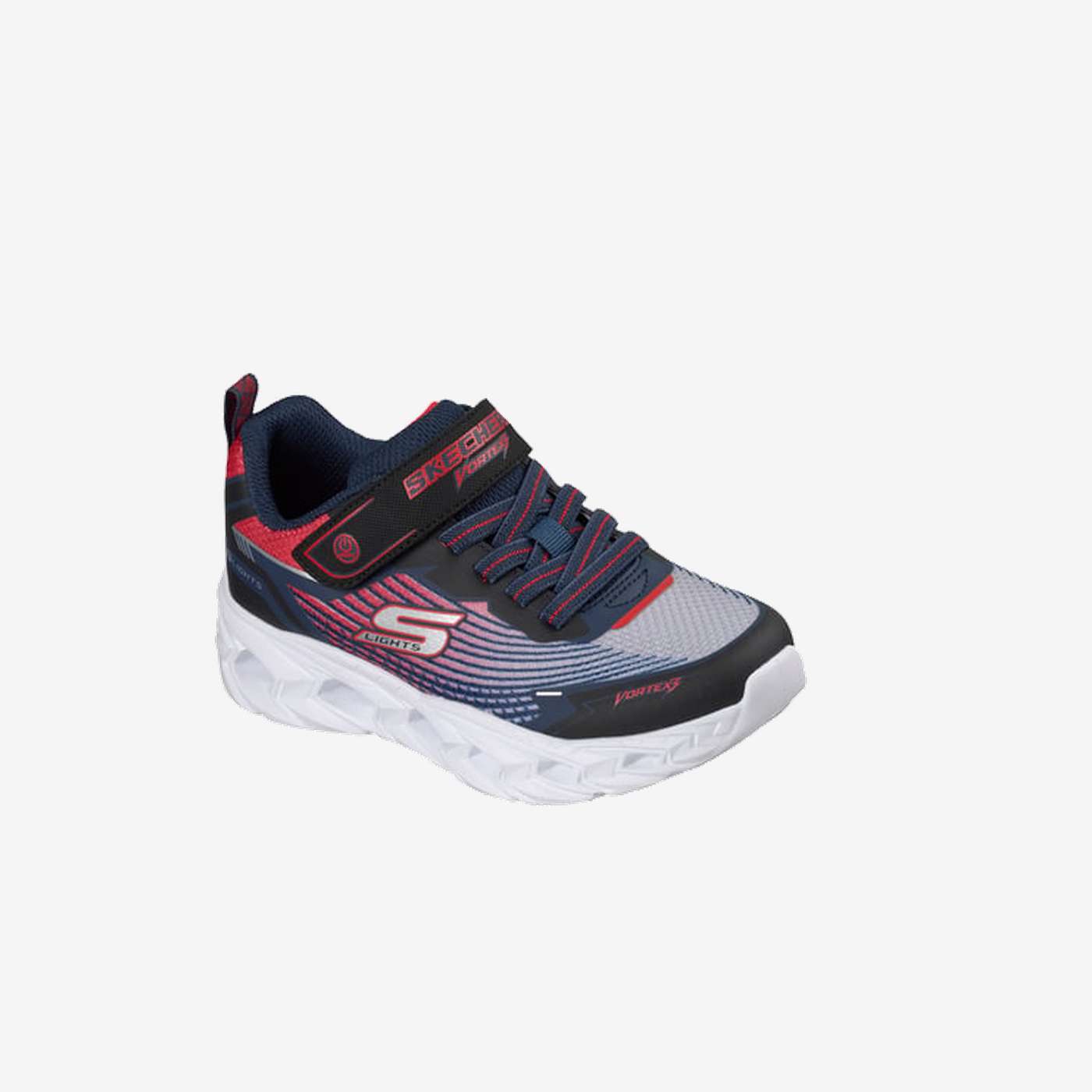 Zapatillas Skechers con luces en azules y rojas para niños con velcro y boton on/off.