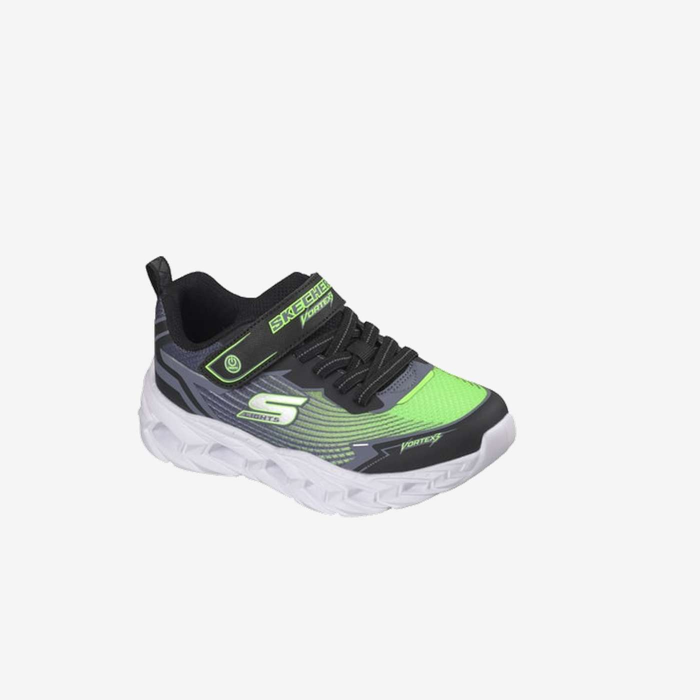 Zapatillas Skechers con luces y velcro para niños negro lima.