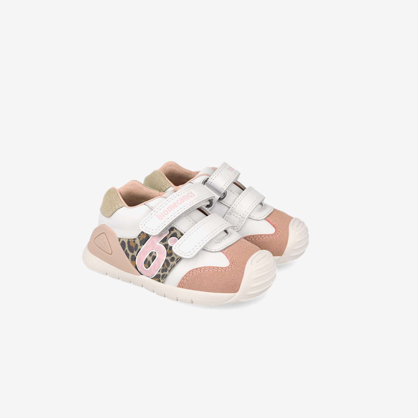 Bota primeros pasos niña Biomecanics con velcro y puntera de goma