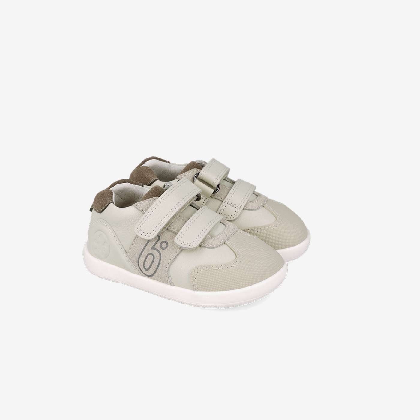 Deportivos clasicos Biomecanicstonos beige con velcro y puntera reforzada