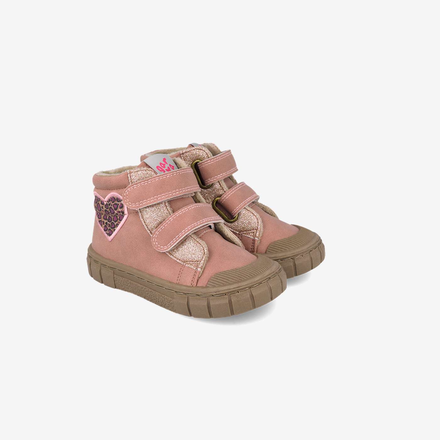 Botin rosa corazon leopardo niña de Garvalin barefoot.
