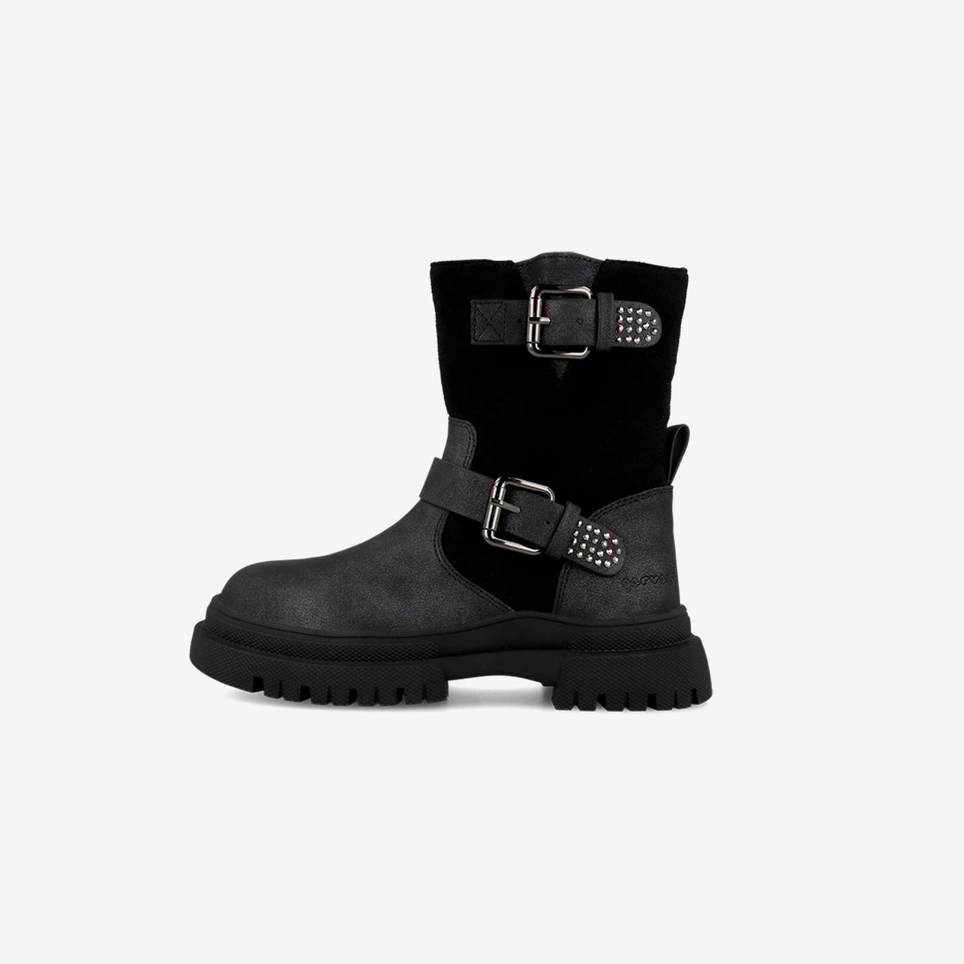 Bota Chelsea negra toque glitter en la hebilla.
