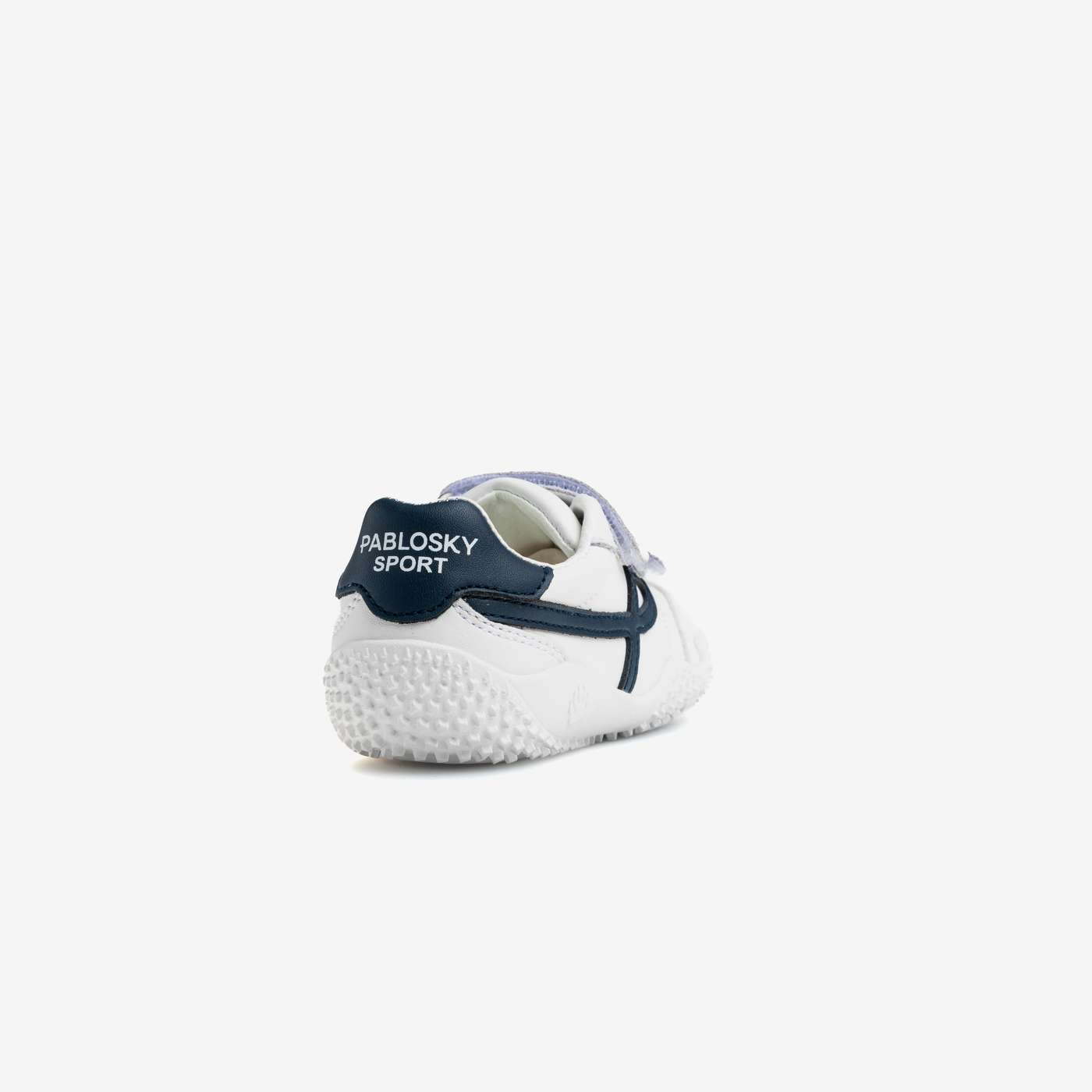 Deportivo colegial barefoot Pablosky blanco marino horma ancha