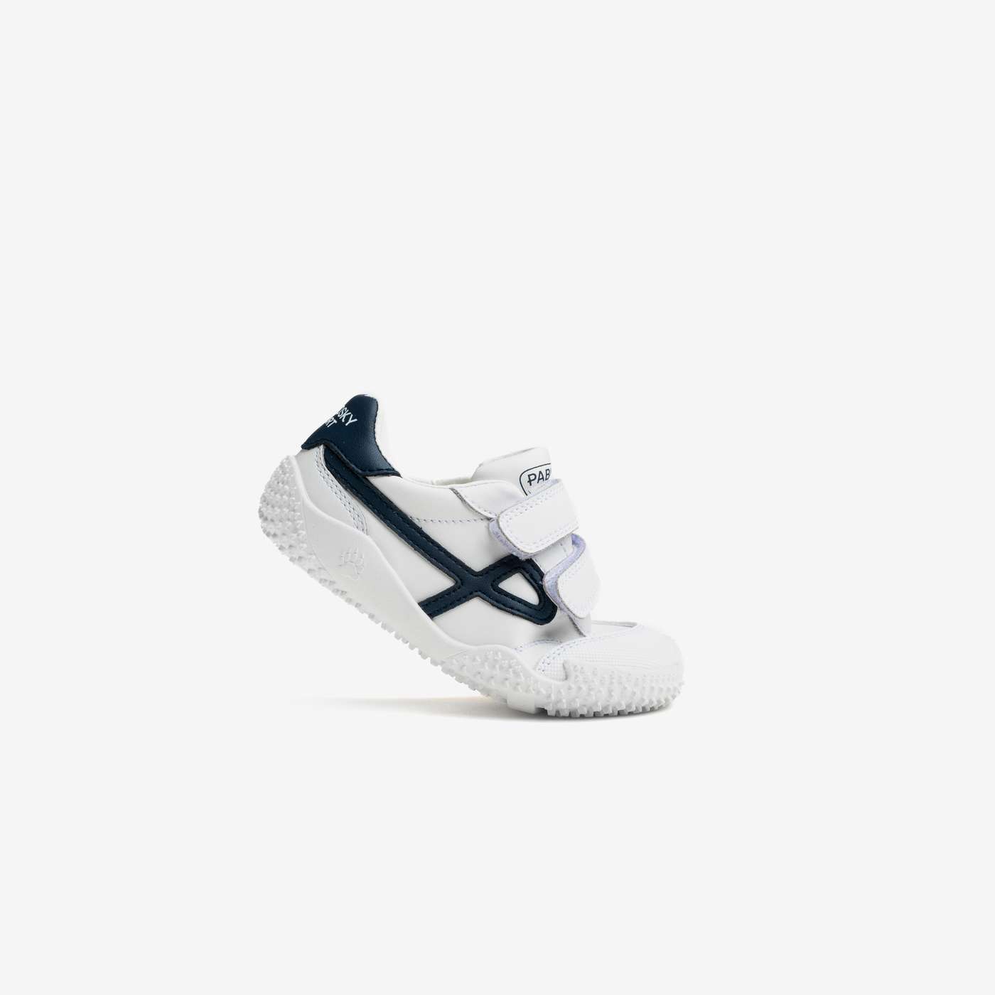 Deportivo colegial barefoot Pablosky blanco marino horma ancha