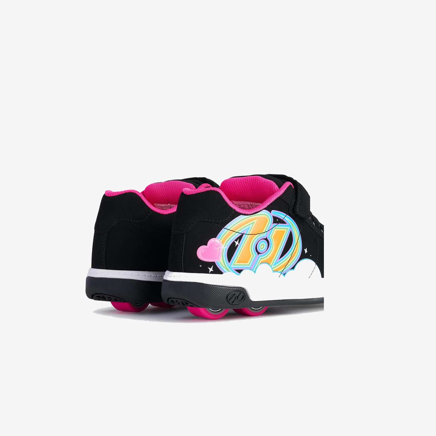 Deportivo niña doble rueda negro con toques rosa fluor
