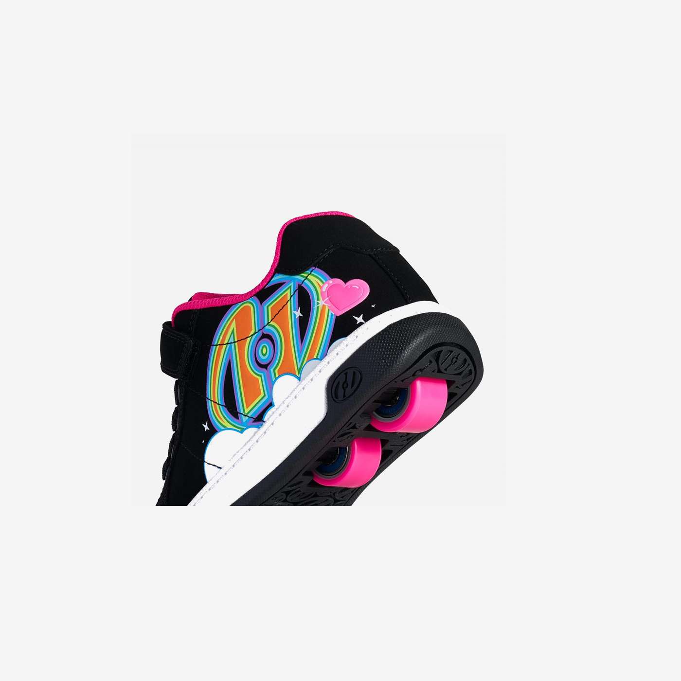 Deportivo niña doble rueda negro con toques rosa fluor