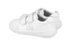 Deportivo colegial barefoot blanco Biomecanics con puntera reforzada y doble velcro.