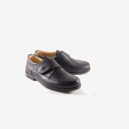 Zapato de ceremonia/Comunion de piel en azul con velcro.