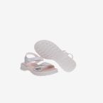 Sandalia de niña blanco con un toque metalizada con ajuste de velcro de Pablosky