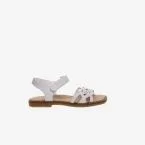 Sandalia de niña en blanco con tiras de Pablosky con cierre de velcro.