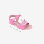 Sandalia de niña de Garvalin fucsia con doble velcro.